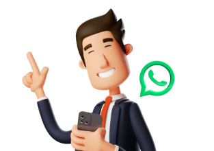 Homem de terno e celular com símbolo do WhatsApp ao lado