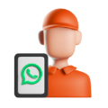 Imagem de um entregador e um celular com WhatsApp